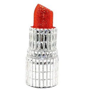 NWT Sparkling Swarovski Bling Crystal Rhinestone Lipstick Purse Clutch B…